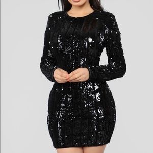 Fashion Nova mini black sequin dress